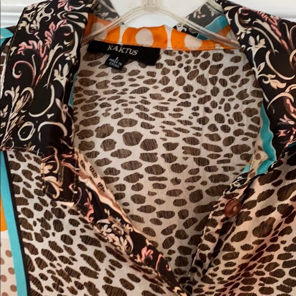 Kaktus L women’s multi color print blouse top - Picture 2 of 8